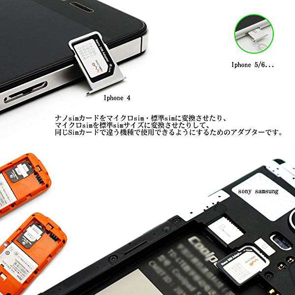 Nano Sim Microsim 変換アダプター 4点セット Iphone5s 5c 5 4s 4 3gs 3 Xperia スマホ 拡張 便利 Micro 全部入り 交換 代替 ブ の通販はau Pay マーケット Nogistic