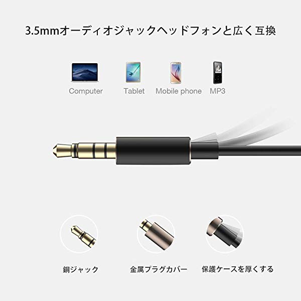 3.5mm 有線 イヤホン マイク付き リモコン付き ヘッドホン コンパクト