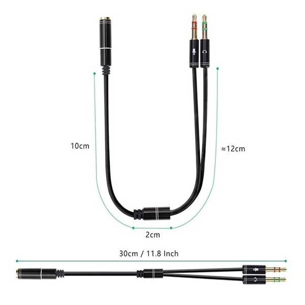 DUKABEL 30CM 4極 ステレオオーディオ(オス)⇔イヤホン×3極 イヤホン