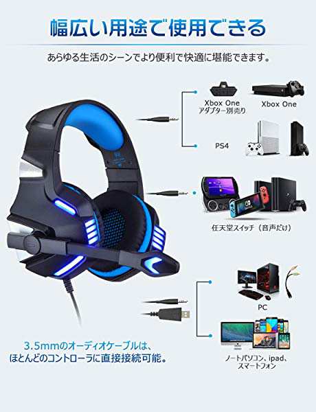 ゲーミング ヘッドセット Ps4 ヘッドホン 有線 高音質 Led マイク付き Switch Fps Pc へツドセット マイク ノイズキャンセリングの通販はau Pay マーケット Nogistic