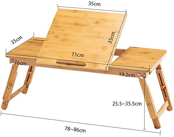 竹製ポータブルノートパソコンテーブルベッドオフィスラップトップスタンド　新品
