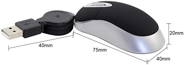 超小型マウス 格納式 伸縮マウス ケーブル収納型 USB有線マウス 光学式 巻き取り式 小型 ミニ Sサイズ リール付き PCノートパソ｜au  PAY マーケット