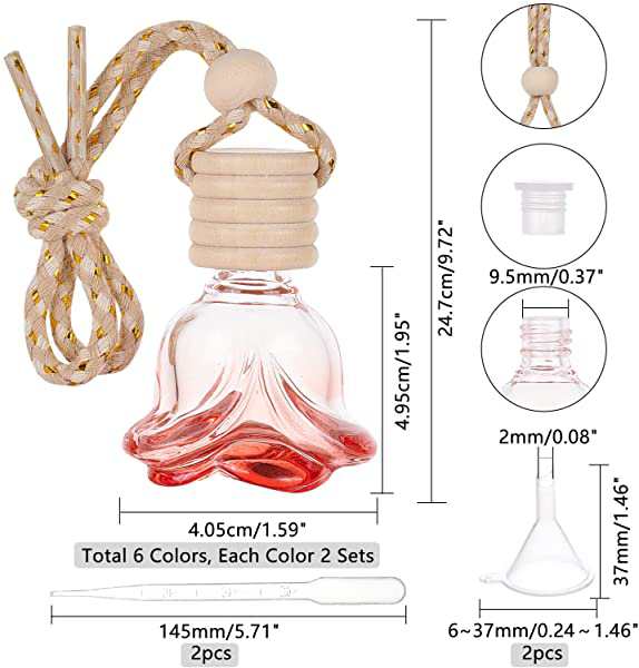 香水瓶 6色 花の形 車用の吊り下げ式芳香剤 フラワーシェイプガラス瓶 プラスチックストッパー ファンネルホッパー トランスファ の通販はau Pay マーケット Lavett