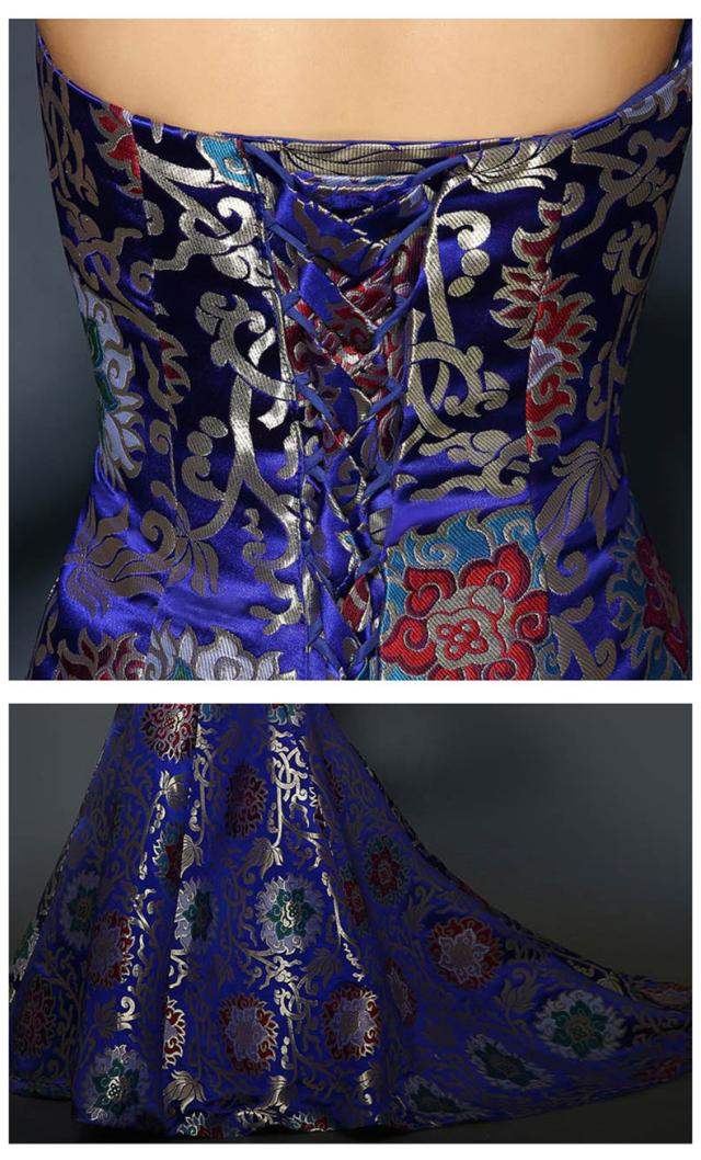 豪華刺繍✨青色 Aラインロングドレス 楽天市場】【着後レビュー特典】全4色 豪華な刺繍の煌めきが