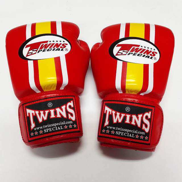 新品 正規 TWINS 本格 ボクシンググローブ 赤黄白ライン /サイズ選択/8