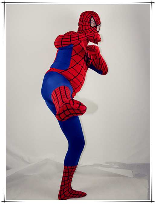 スパイダーマン コスプレ衣装 子供と成人用在庫通気 柔らかい 弾力と