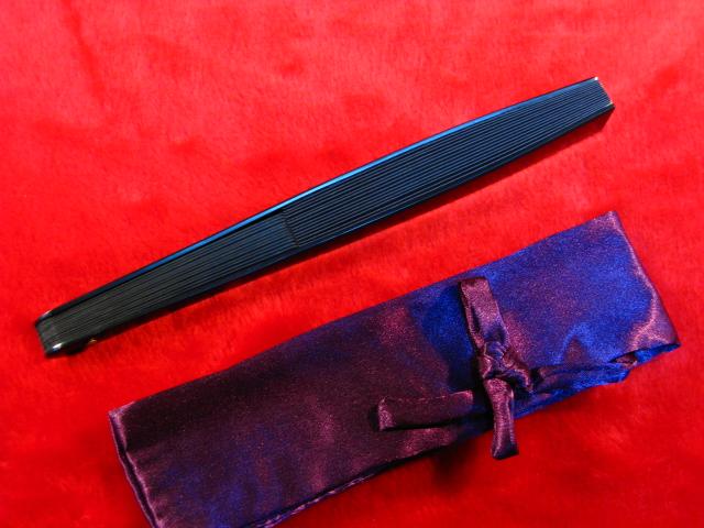 鉄扇 8寸 黒 無地 (TS-B) 武の誉！侍の持ち物！ 護身にも！？ @9 (市)★_1