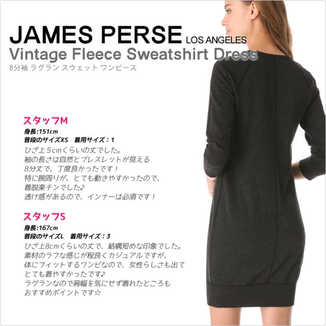 James Perse ジェームスパース ラグラン スウェット ワンピース ビンテージ フリース スウェットシャツ ドレス 送料無料 の通販はau Pay マーケット Lansh ランシュ