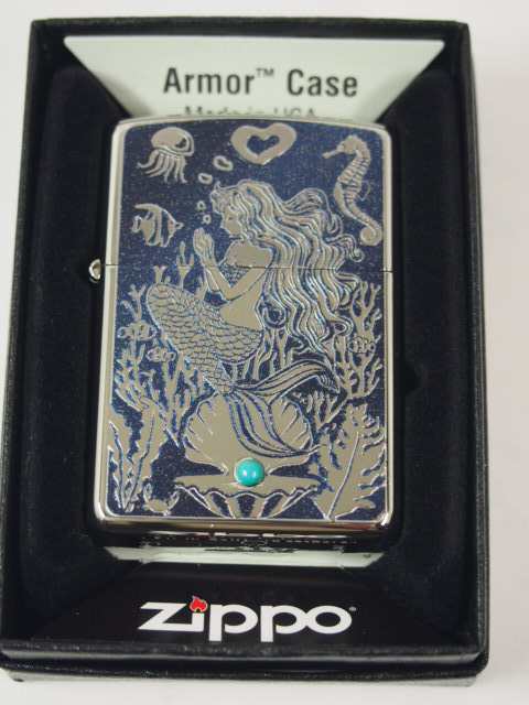 ジッポーZippo アーマー・マーメイド Mermaid 彫刻＆青石 Armor人魚姫