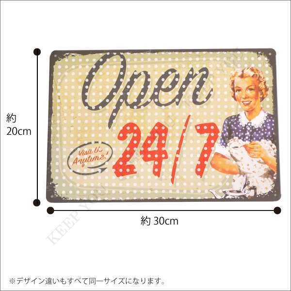 4枚までメール便280円対応】ブリキ看板 OPEN & CLOSED 20×30cm