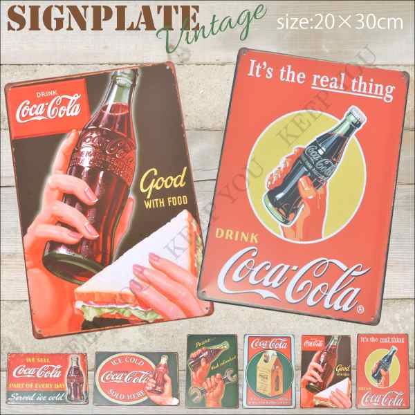 コカコーラ/Coca-Cola  ビニールテープ　サインプレート　ブリキ看板