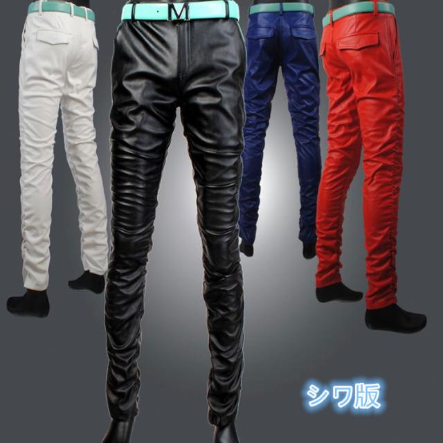 メンズ フェイクレザーパンツ タイトpuレザーパンツ ロング ペンシルパンツ スリム 革パンツ 皮パンの通販はau Pay マーケット 大頭商店