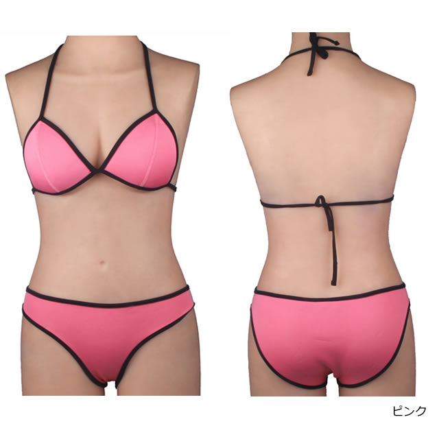 メール便/送料無料 ビキニ 水着 ネオプレーン パイピング 三角
