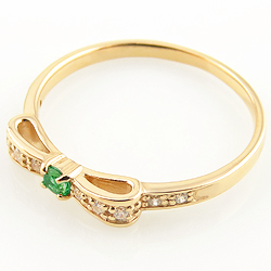 リボンリング カラーストーンリング リボンモチーフ 誕生石 10金 ゴールド ピンキーリング 指輪 3号〜 ダイヤモンド 送料無料の通販は