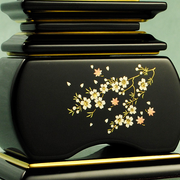 モダン蒔絵位牌・塗りタイプ・風桜4.0寸・送料無料_3