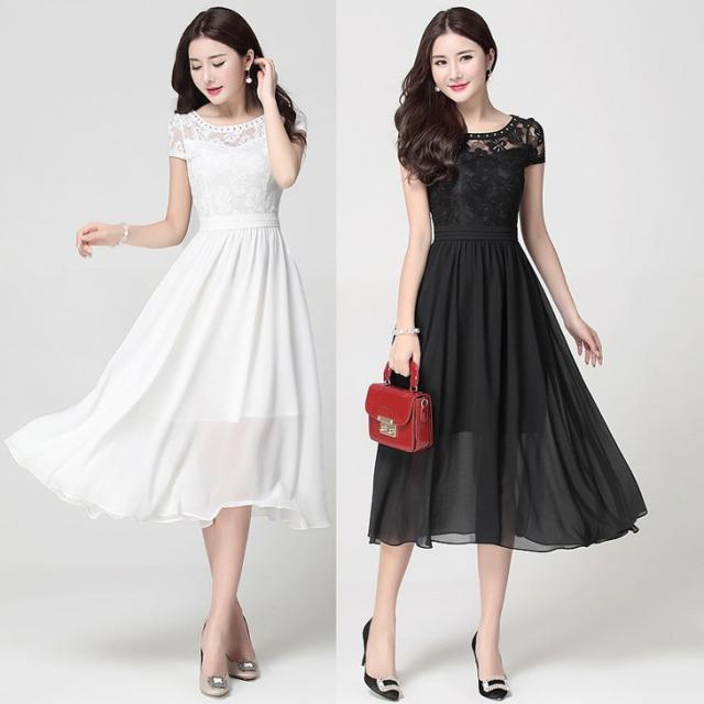 膝下ドレス 黒3l即納 出かけレースシフォン切替ワンピース大きいサイズ黒白s 4l Lsfs の通販はau Pay マーケット アニバーサリースタイル