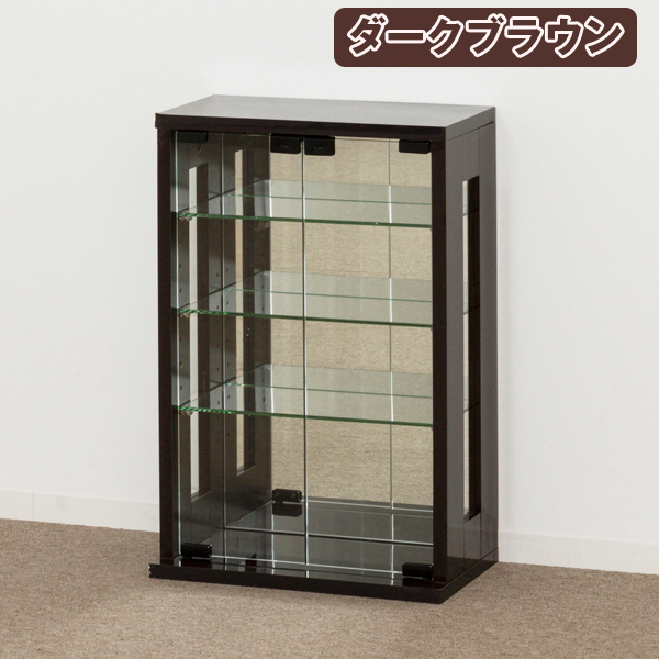 送料無料卓上コレクションケース縦型/ダークブラウン(後面ミラー,・側面ガラス製,フィギュアケース,ディスプレイケース)