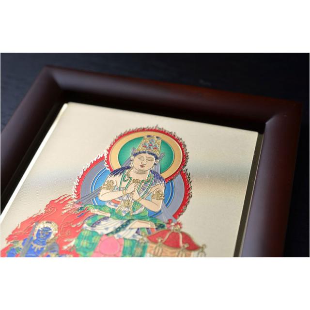 豪華24金メッキ【木製額入り彫金プレート：三尊仏　真言宗】普段使いからお仏壇用本尊掛軸にも 送料無料_4