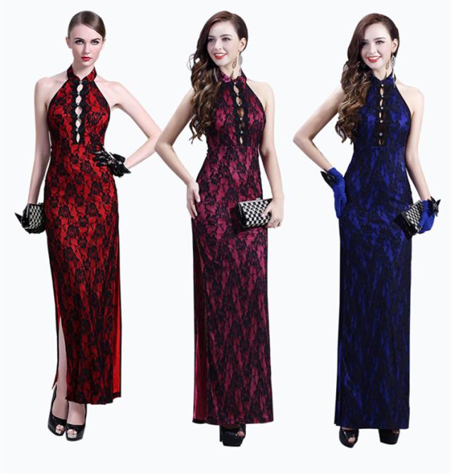高品質 チャイ服 キャバドレス  パーティードレス ロングドレス ワンピ ホルターネック コスチューム ハロウィン チャイナドレス D042の通販は 5,280円
