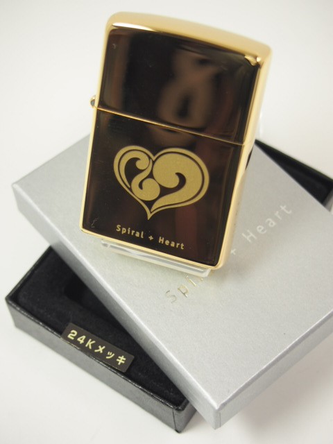 zippo ジッポー スパイラルハート 24K 金メッキ 2005年製-