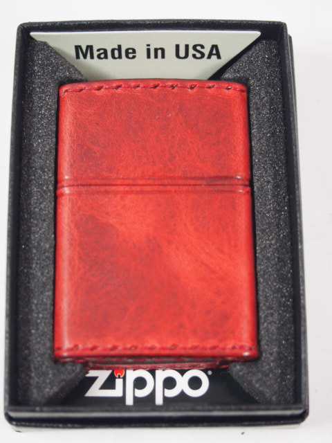 日本最大の ジッポーZippo ジッポーロゴ（レッド赤Red）RD-5新品 革巻き その他