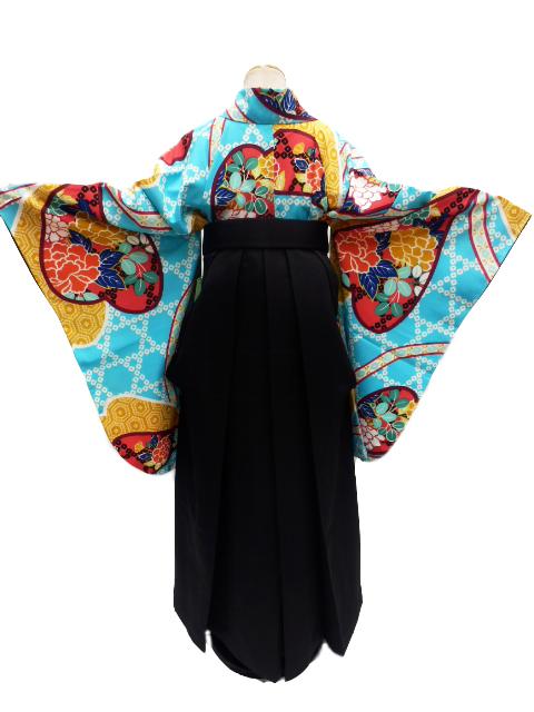 【期間限定割引】 往復送料無料 全部揃って安心 大学 高校 小学生  2泊3日 卒業式袴 レンタル セット 水色地 No.K-307-S/M/L/