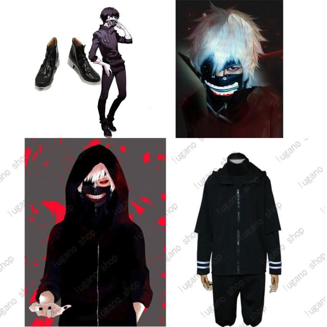 東京喰種  金木 研 戦闘服　風 コスプレ衣装+ウイッグ+マスク+靴フルセット コスプレ衣装