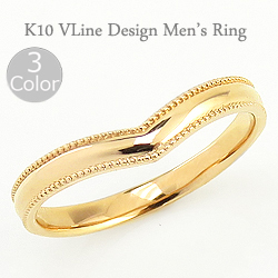メンズリング 指輪 10金 ミルウチ 3mm Vデザイン 通販 男性用 ホワイト ピンク イエロー K10 送料無料の通販は