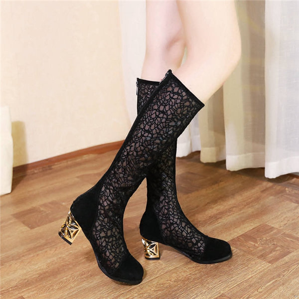おしゃれ レース サマーブーツ サンダル ブーツサンダル ブーサン 夏 美脚 ブーツ インヒール ハイヒール 靴 ロングブーツ レディース美脚/脚長 歩きやすい サマーブーツ サンダル ブーツサンダル ブーサン レース 夏 美脚