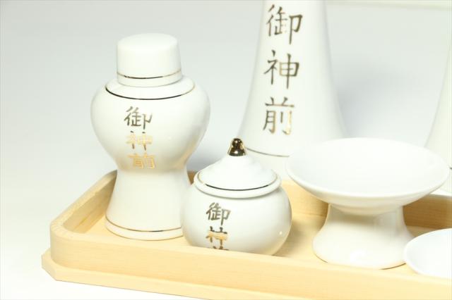 神具セット 神棚 神具 土器セット 大 御神前 金文字入 高杯仕様 国産 木曽ひのき 長折敷付 中・大型 神棚に最適