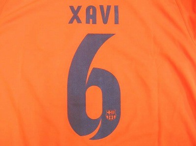 子供用 K134 14 バルセロナ XAVI*6 シャビ オレンジ ゲームシャツ
