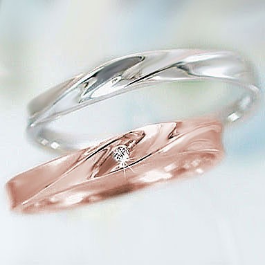ダイヤモンド ピンクゴールド ホワイトゴールド 結婚指輪 ペアリング マリッジリング ペア 2本セット K18 指輪 ダイヤ 0.01ct｜au  PAY マーケット