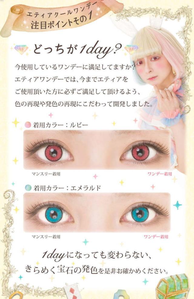 エティアクールワンデー 1箱6枚 エメラルド グリーンカラコン Dia14 5mm 1日使い捨て 高発色 コスプレカラコン Etia Coeur Big の通販はau Pay マーケット Queen Ruiz