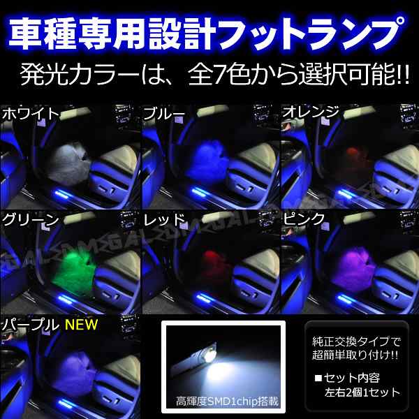 保証付 プリウス 50系 ZVW5# 対応☆専用設計インナーフットランプ球LED☆高輝度SMD1連！発光色は全7色から選択可【メガLED】の通販はau  PAY マーケット - メガLED | au PAY マーケット－通販サイト