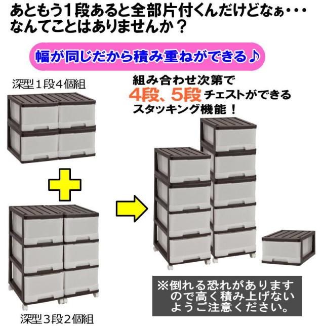 プラスチック 引き出し 深型 1段 2個組 カラフルチェスト ブラウン 最大1000円OFFクーポン! 11⁄11(火)01:59まで衣装ケース