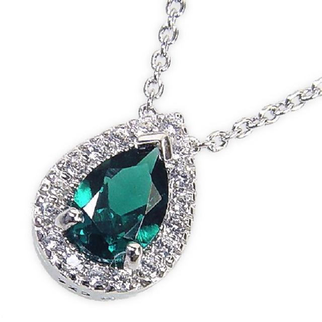 SVエメラルド/ペンダントネックレス/再結晶エメラルド0.589カラットペアシェイプカット【5月誕生石エメラルド】の通販は 6,544円