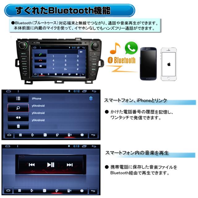 プリウス 8インチ Android9.0 DVDプレーヤー 4x4地デジ フルセグチューナーBluetooth 16GHDD WiFi アンドロイド スマホ iPhone接続 prius_2