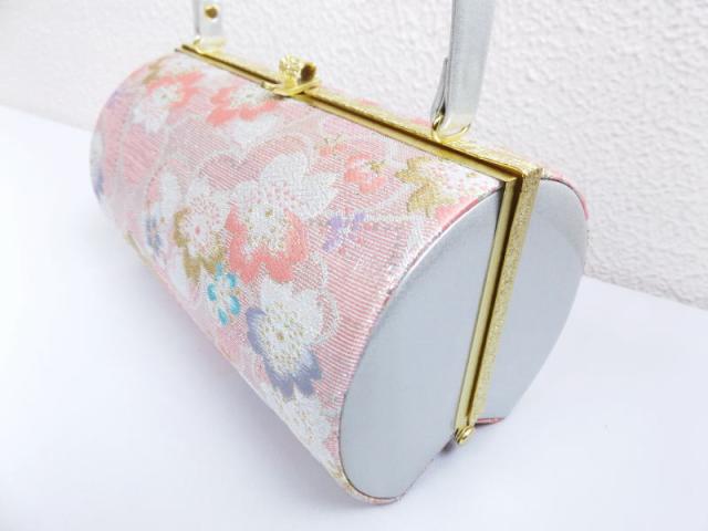 草履バッグセット 帯地 横丸型 ピンク銀地桜ハート 3Ｌ 27ｃｍ 日本製 大きいサイズ 振袖 成人式 卒業式 袴 訪問着 着物_1