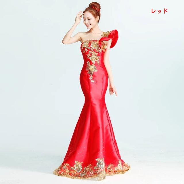 高品質 マーメイドライン ロングドレス パーティドレス ワンピ