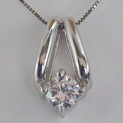 鑑定書付 大粒 ダイヤモンド ネックレス 一粒 ダイヤ 0.4ct G-SI1-Good