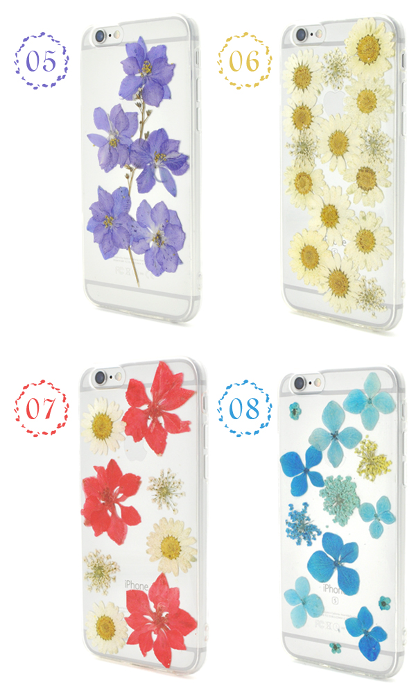 スマホケース iPhone6 iPhone6S かわいい 押し花クリアケース〜本物の  