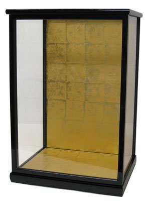 人形ケース 間口30×奥行24×高さ45cm（内寸） ガラスケース 木製 戸付タイプ 黒桑塗り 旗多人形 わらべ人形 日本人形