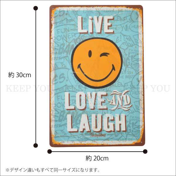 【4枚までメール便280円対応】ブリキ看板 スマイル ニコちゃん 20×30cm ビンテージ メタルサインプレート カフェ  058-059/086-089┃