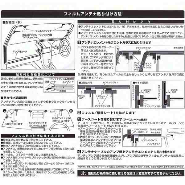 補修用フィルムアンテナ 車載gps ワンセグ 地デジ用 4枚セット 両面テープ付 Ad 740fの通販はau Pay マーケット メディアデザイン