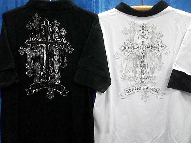 大きいサイズ  クールドライブストライカー　半袖フェイクレイヤードポロシャツ　クロスラインストーン　COOL DRIVE STRIKER