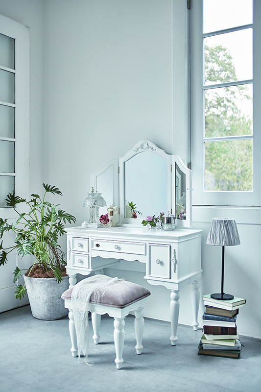 送料無料☆ロココ調姫系アンティーク風猫足リボンドレッサーセット