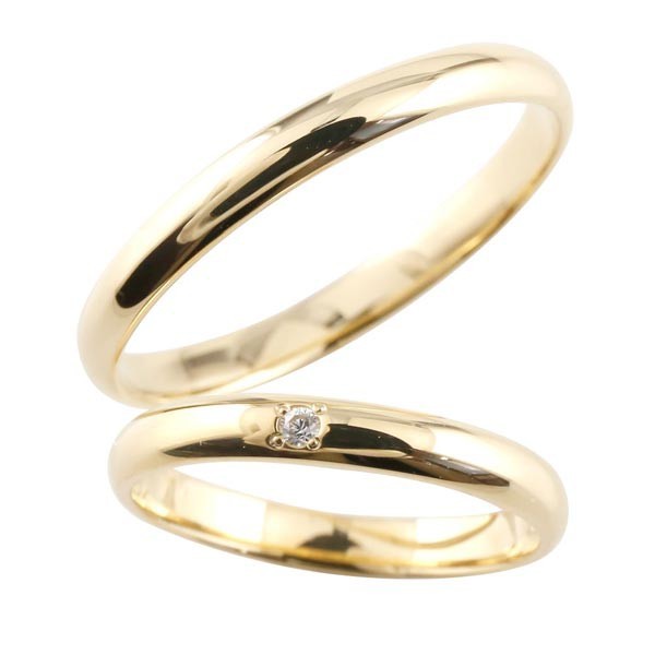 結婚指輪 ペアリング 甲丸 指輪 人気 イエローゴールドk18 マリッジリング 一粒ダイヤモンド ダイヤ 18金 ストレート カップル 2 3 送料の通販はau Pay マーケット ジュエリー工房アトラス