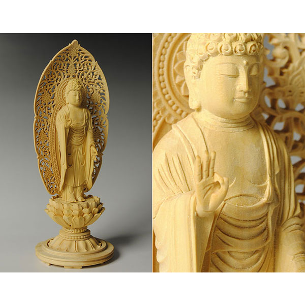 阿弥陀如来 （御東用） 23．5cm 金鍍金仕上 合金製 ［仏像］