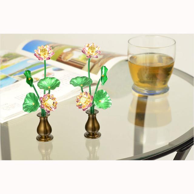 豆常花＋花立セット【艶色（あでいろ）咲れんげ：5本立3.0寸鍋長色】仏壇・仏具　常花　花立　蓮華　花瓶　ミニサイズ　送料無料