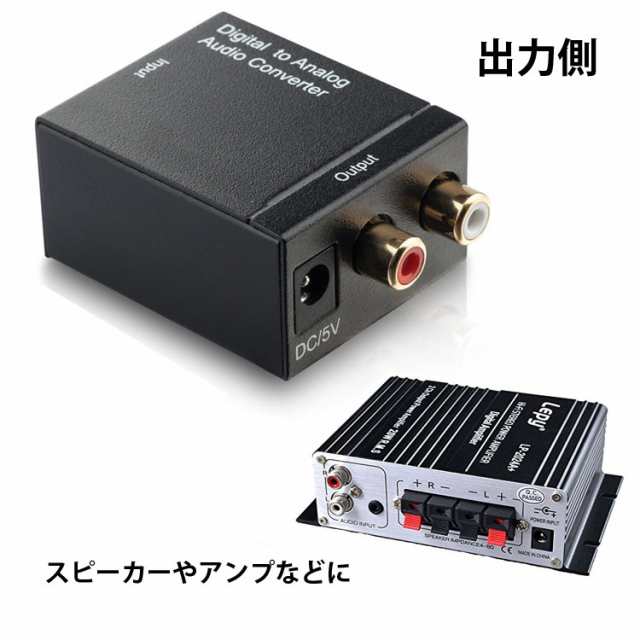 オーディオ変換器 デジタル(光＆同軸)からアナログ(RCA) TOSLINK入力